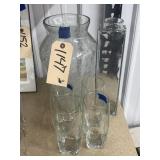 Glass Decanter - Crackle Glass Vase - 4 Tumblers