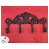 Cast Iron Wall Dï¿½cor w/4 Hooks 12"x6"