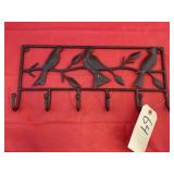 6 Hook Metal Bird Key Rack 16"x7"