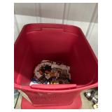 Holiday Hot Pads & Dish Towels in Plastic Bin