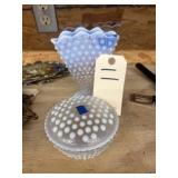 Fenton Opalescent Hobnail Fan Vase - Dish