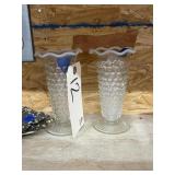 2 - Opalescent Hobnail Bud Vases