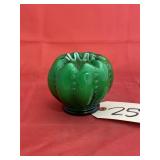 Fenton Green Beaded Melon Rose Bowl Vase