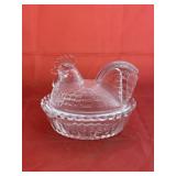 Clear Glass Rooster on Nest