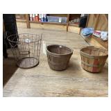 2 - Fruit Baskets & Metal Basket 10"Dia x 11"H