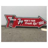 7-Up Metal Single Sided Arrow Sign 27'x9'