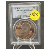1974 S Ike Dollar PR69 DCAM Clad PCGS