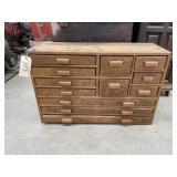 12-Drawer Wooden Cabinet w/Contents