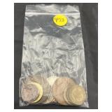 Bag with Foreign Coins, UK, German Buffalo Head.