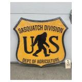 Metal Single Sided 'Sasquatch Division' Sign