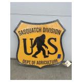 Metal Single Sided 'Sasquatch Division' Sign