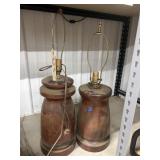2 - Wooden Table Lamps - no shades