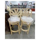 2 - Wood Upholstered Swivel Bar Stools 30'