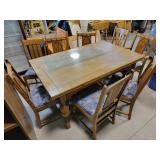 Antique Solid Oak Table w/ 8 Chairs