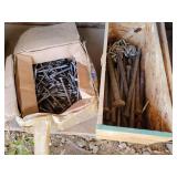 Box of Nails & Wood Box of Bolts