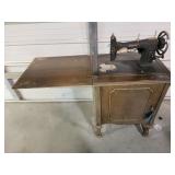 White Rotary Sewing Machine in Cabinet