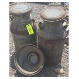 2 - Milk Cans & 2 Strainers