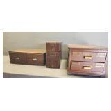 3- Wooden Vintage File Card Cabinet