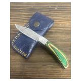 Damascus Folding Knife & Sheath