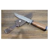 Handmade Damascus Steel Knife w/ Sheath
