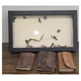 Fly Fishing Shadow Box & 3 Leather Fly Books