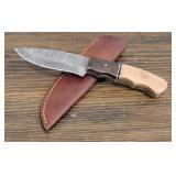 Handmade Damascus Steel Knife w/ Sheath