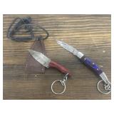2 - Damascus Knives (1 folding & 1 with Sheath)