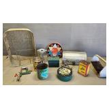 Wire Basket w/ Stand & Misc Items