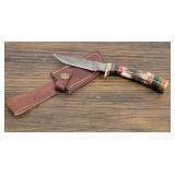 Handmade Damascus Steel Knife w/ Sheath