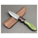 Damascus Knife in Sheath