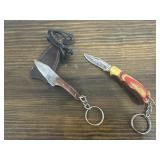 2 - Damascus Knives (1 folding & 1 with Sheath)