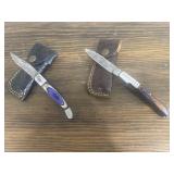 2 - Damascus Folding Knives & Sheaths