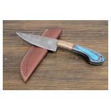 Handmade Damascus Steel Knife w/ Sheath