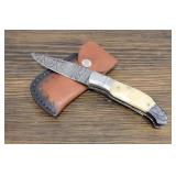 Handmade Damascus Steel Knife w/ Sheath