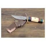 Handmade Damascus Steel Knife w/ Sheath