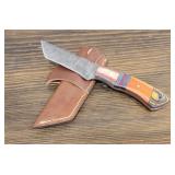 Handmade Damascus Steel Knife w/ Sheath