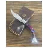 Damascus Folding Knife & Sheath