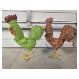 2- Decorative Metal Chickens