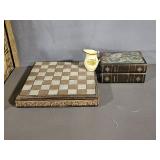 Chess Board, Decanter Set & Small Pitcher