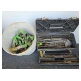 Bucket of Clamps & Tool Box with Anchor Bolts
