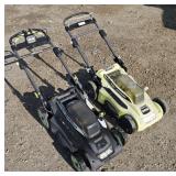 2 - 40v Ryobi Battery Mowers-1 battery-No Chargers