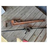 48' Pipe Wrench & Vintage Pipe Threader
