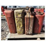 3 - Gas Cans, 1 - Water Can - 5gal cans w/ spouts
