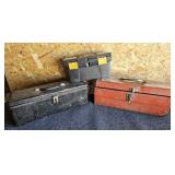 2 Empty Tool Boxes, 1 Tool Box w/ Tools