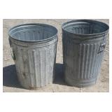 2 Aluminum Trash  Cans