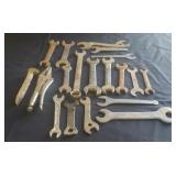 Variety of wrenches, Railroad Spike, Pliers Variety of wrenches, Railroad Spike, Pliers