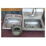 2 Small Stainless Sinks/ Spittoon