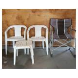 2 White Chairs w/ Table, Camp Chair