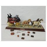 4 Horse Display w/Wells Fargo StageCoach on Plaque