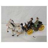 2 - Horse Hitch w/2 seated Surrey Man & Wife